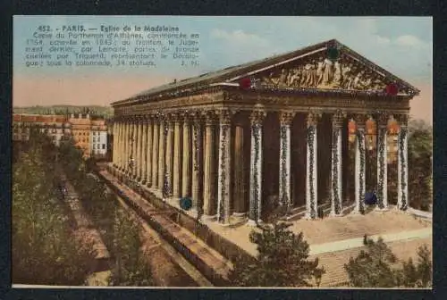 AK Paris, Église de la Madeleine, mit Glitzersteinen