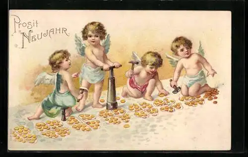 AK Neujahrsengel beim Strassenbau