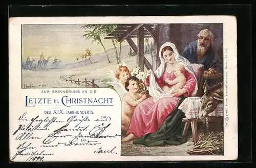 Künstler-Lithographie Zur Erinnerung an die letzte hl. Christnacht des XIX. Jahrhunderts