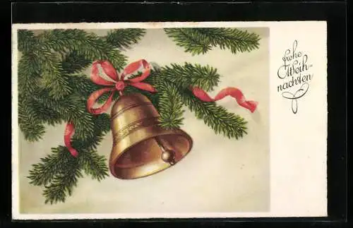 Künstler-AK Glocke am Tannenzweig läutet zu Weihnachten