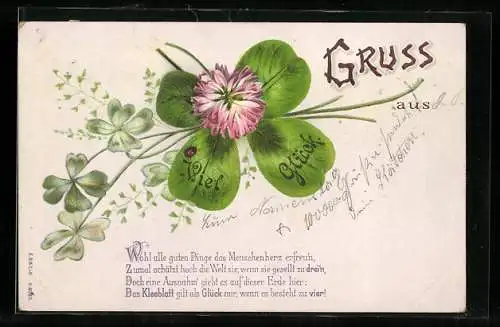 Künstler-AK Kleeblatt als Glücksgruss