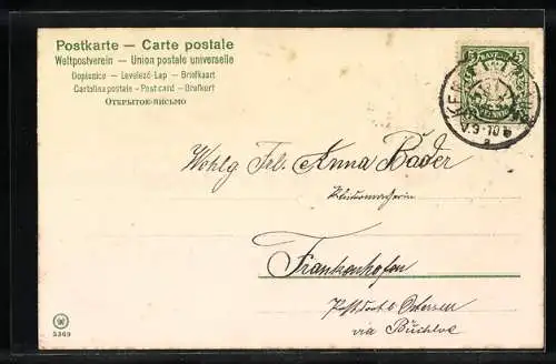 Präge-AK Brief mit Wachssiegeln und Veilchen zu Neujahr