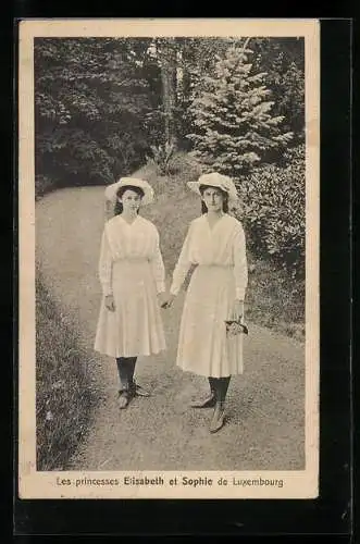 AK Prinzessin Elisabeth und Prinzessin Sophie von Luxemburg im Garten