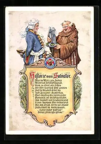 Künstler-AK München, Werbung Salvator-Thomasbräu AG - Mönche mit Bierkrug