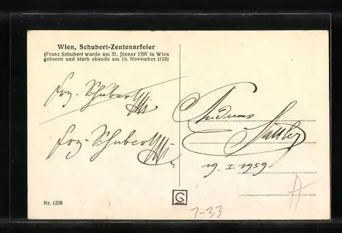 AK Wien, Schubert-Zentenarfeier 1928, Geburtshaus, Liechtenthal, Sterbehaus