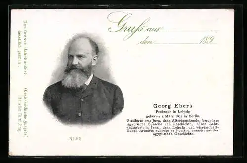 AK Portrait des Leipziger Professors Georg Ebers, Jurist
