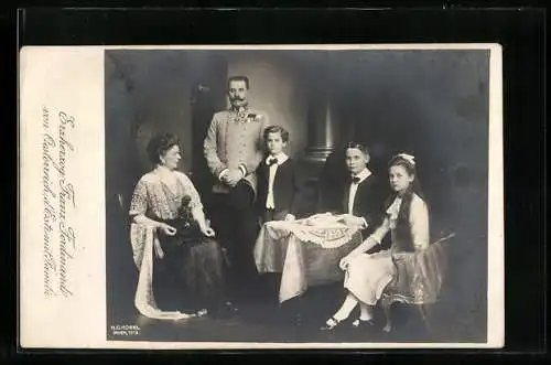 AK Erzherzog Franz Ferdinand von Österreich d'Este mit Sophie von Hohenberg und Kindern