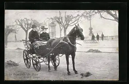 AK Prinzessin von Sachsen mit André Giron in einer Kutsche