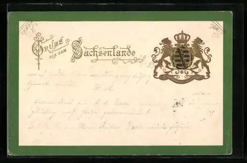 Präge-AK Königliches Wappen von Sachsen