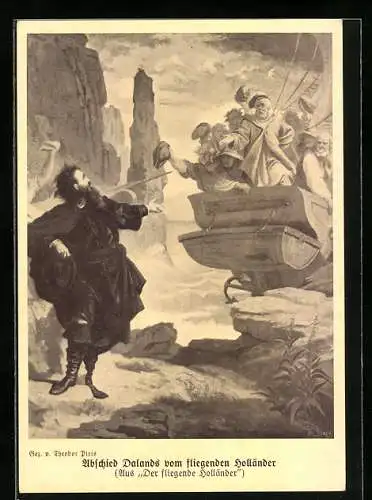 AK Richard Wagner, Der fliegende Holländer, Abschied Dalands vom fliegenden Holländer