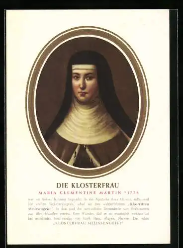 AK Medikament Klosterfrau Melissengeist, Bildnis Klosterfrau Maria Clementine Martin