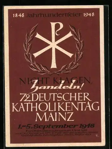 AK Mainz, 72. Deutscher Katholikentag 1848-1948