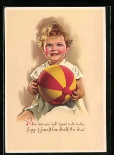 AK Kleines Kind mit einem Spielball