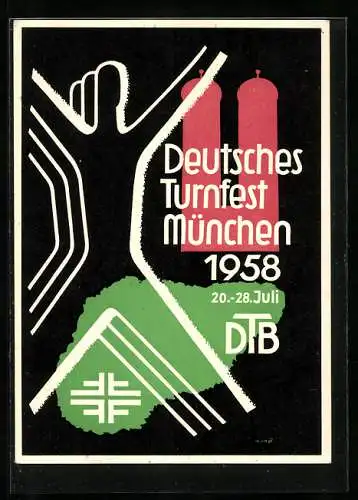 Künstler-AK München, Deutsches Turnfest 1958, DTB