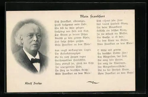AK Adolf Stoltze und sein Gedicht Mein Frankfurt