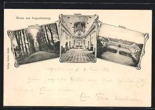 AK Augustenburg, Das Schloss, Schloss-Tor, Kapelle