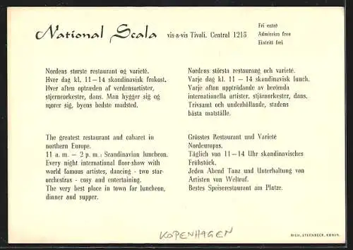 AK Copenhagen, Buffet at the Natinoal Scala