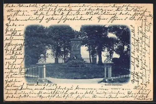 AK Wesel / Rhein, Schill-Denkmal im Park