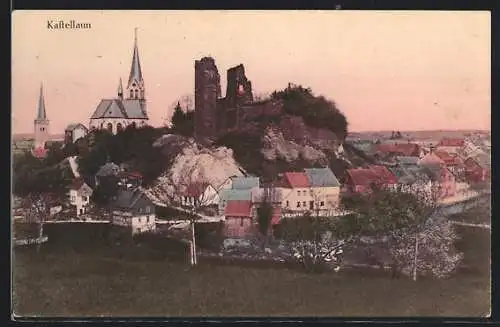 AK Kastellaun, Ortsansicht mit Ruine