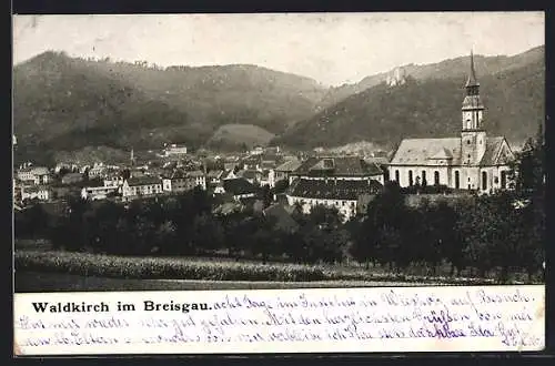 AK Waldkirch /Breisgau, Ortsansicht mit Kirche