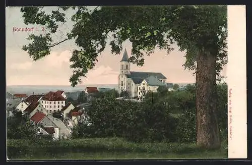 AK Bonndorf / Baden, Teilansicht mit Blick auf Kirche