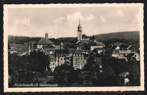 AK Bischofswerda i. S., Gesamtansicht mit Kirchturm