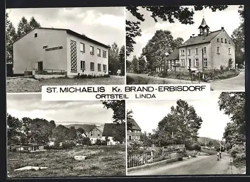 AK St. Michaelis /Kr. Brand-Erbisdorf, Sport-Freizeitcentrum, Kirche, Strassenpartie
