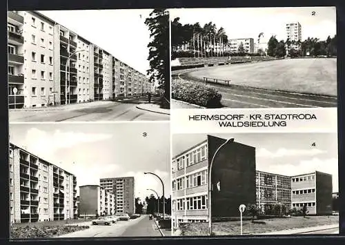 AK Hermsdorf /Kr. Stadtroda, Erich-Weinter-Strasse, Werner-Seelenbinder-Sportstätte, Stadtion