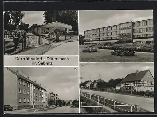 AK Dürrröhrsdorf-Dittersbach /Kr. Sebnitz, Hauptstrasse, Kindergarten, Ernst-Thälmann-Oberschule