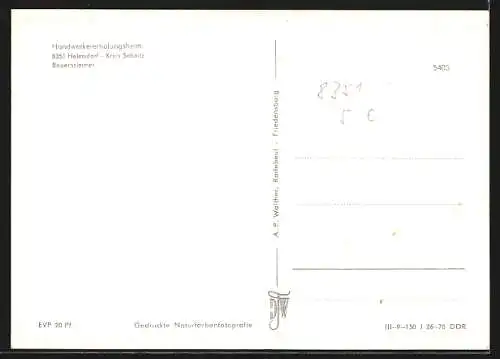 AK Helmsdorf /Kreis Sebnitz, Bauernzimmer im Handwerkererholungsheim