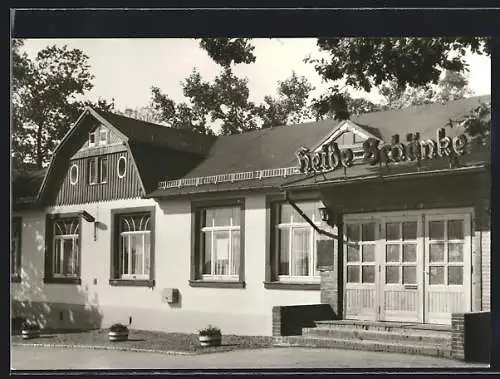 AK Karl-Marx-Stadt, Konsum-Gasthaus Heideschänke, Eubaer Strasse 103, Eingang