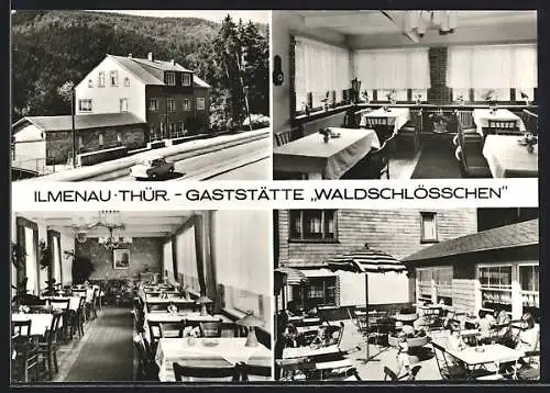 AK Ilmenau / Thüringen, Gasthaus Waldschlösschen, Innenansicht, Terrasse