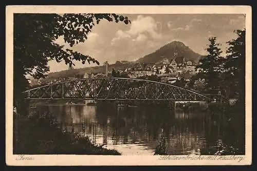 AK Jena, Schützenbrücke mit Hausberg
