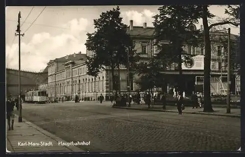 AK Chemnitz, Strassenbahn am Hauptbahnhof