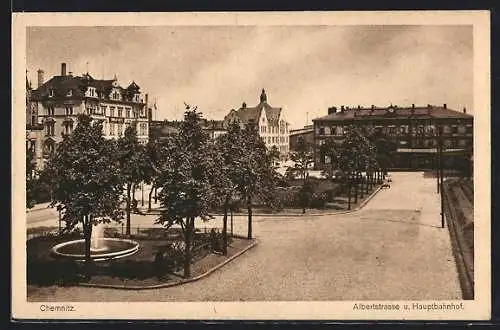 AK Chemnitz, Albertstrasse und Hauptbahnhof