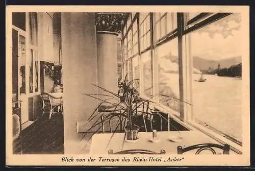 AK Rolandseck, Rhein-Hotel Anker M. Cronenberg, Blick von der Terrasse