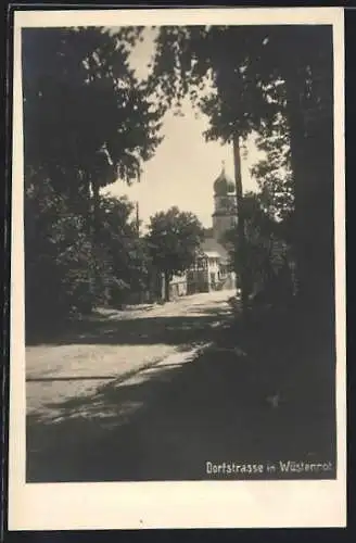 AK Wüstenrot, Dorfstrasse mit Kirchturm