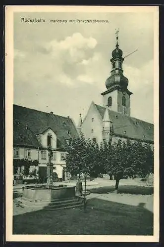 AK Rüdesheim am Rhein, Marktplatz mit Pankgrafenbrunnen
