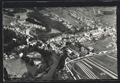 AK Litschau /N. Ö., Totalansicht vom Flugzeug aus