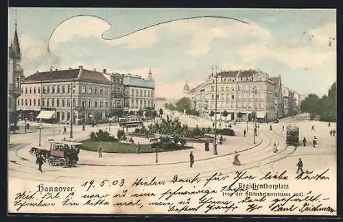AK Hannover, Aegidienthorplatz von der Hildesheimerstrasse aus, mit Strassenbahnen