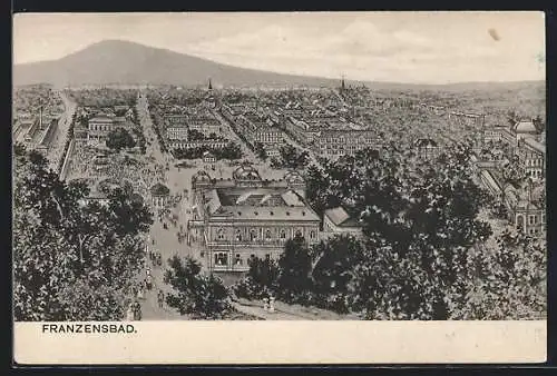 AK Franzensbad, Stadt aus der Vogelschau