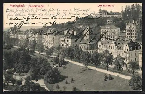 AK Marienbad, Kaiserstrasse und Café Egerländer