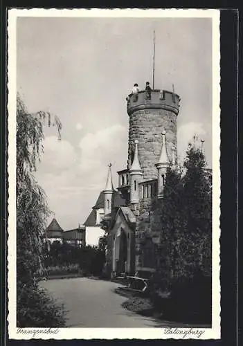 AK Franzensbad, Besucher auf der Salingburg