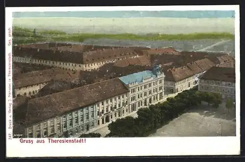AK Theresienstadt, Teilansicht aus der Vogelschau