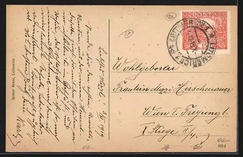 AK Leitmeritz, Unterer Marktplatz mit eingestürztem Rathaus