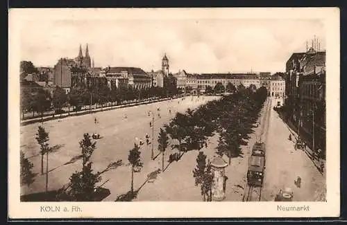AK Köln a. Rh., Strassenbahn am Neumarkt