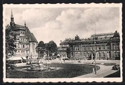 AK Görlitz, Strassenbahn am Hindenburgplatz
