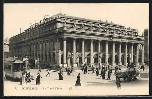 AK Bordeaux, Le Grand Théâtre, Strassenbahn, Chocolat Louit