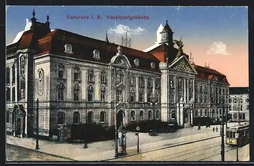 AK Karlsruhe i.B., Hauptpostgebäude