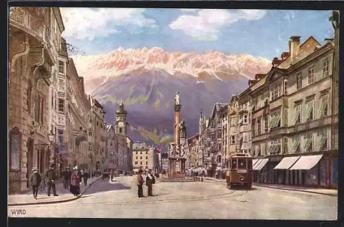 AK Innsbruck, Ortspartie mit Strassenbahn